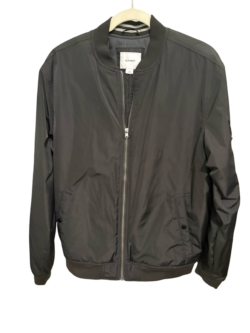 Old Navy Men's Charcoal Black Bomber Jacket SZ L